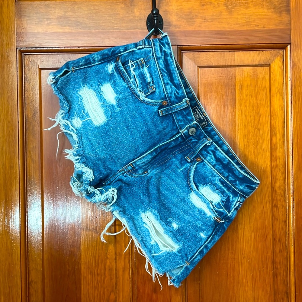 Abercrombie and Fitch denim distressed low rise shorts in size 0